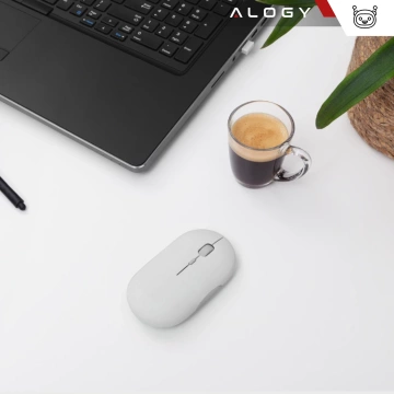 Bezdrátová myš Alogy, malá ergonomická myš k notebooku PC, bluetooth 2.4GHz, tichá, bílá