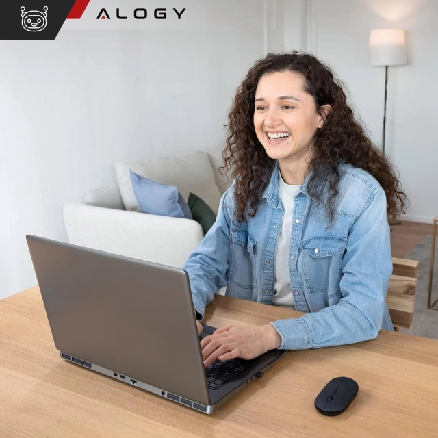 Bezdrátová myš Alogy malá ergonomická myš k notebooku PC bluetooth 2,4GHz tichá černá