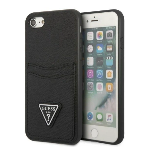 Etui Guess GUHCI8PSATPK für Apple iPhone 7/8 SE 2020 / SE 2022 Hardcase Czarny/Black Hardcase Saffiano Triangle Logo Cardslot