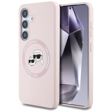 Samsung Galaxy S25 Plus Case Pink Karl Lagerfeld Silicone Double Heads And Circle MagSafe