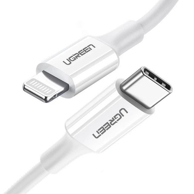 Uzelený kábel USB typu C – Lightning 3A 0,25 m biely (US171)