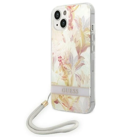 Etui Guess GUOHCP14MHFLSU do Apple iPhone 14 Plus 6,7" fioletowy/fialové pevné pouzdro Flower Strap