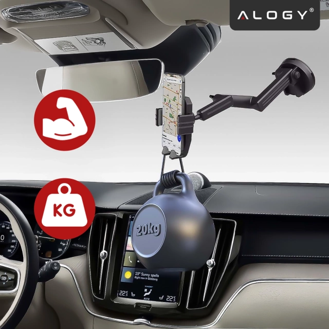 7,2-Zoll-Autotelefonhalter für LKW, Bus, LKW, Bagger, Auto, 43 cm lang, für das Cockpitfenster, Alogy, Schwarz