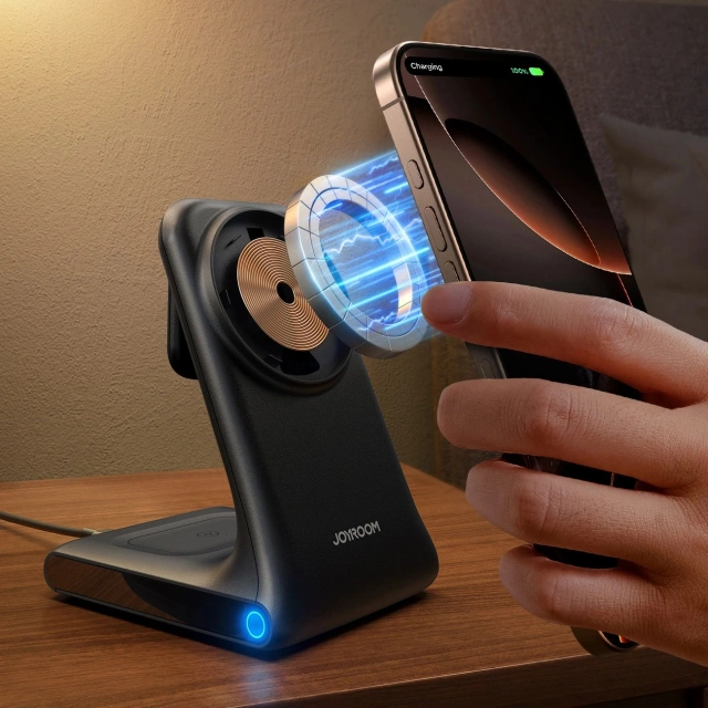 Joyroom 15W 3in1 Wireless Charger Charging Station with MagSafe - Black