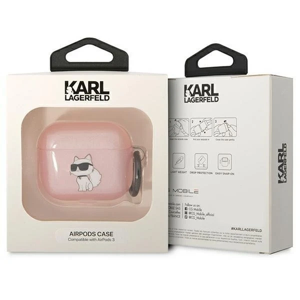 Protective case for headphones Karl Lagerfeld for Airpods 3 cover pink/pink Ikonik Choupette