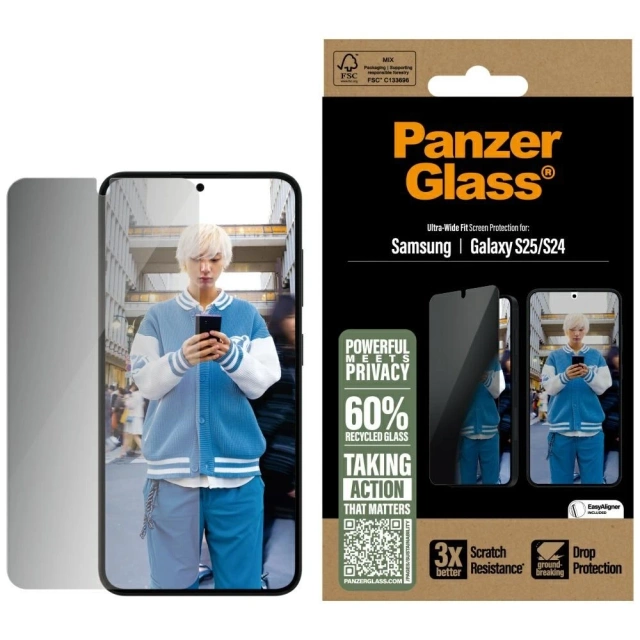 Загартоване скло для Samsung Galaxy S25 PanzerGlass Ultra-Wide Fit Privacy