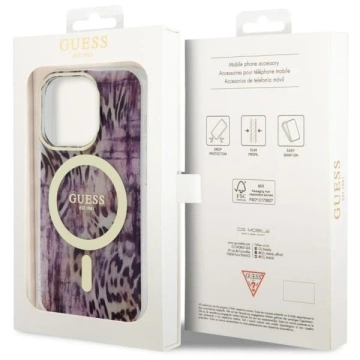 Guess GUHMP14LHLEOPWP Handyhülle für Apple iPhone 14 Pro 6.1" pink/pink Hardcase Leopard MagSafe