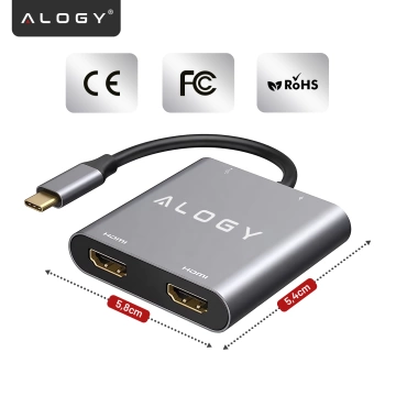 HUB splitter Alogy Adaptér pro počítačový notebook s USB-C na 3x USB-A 2.0 1x USB-A 3.0 šedý