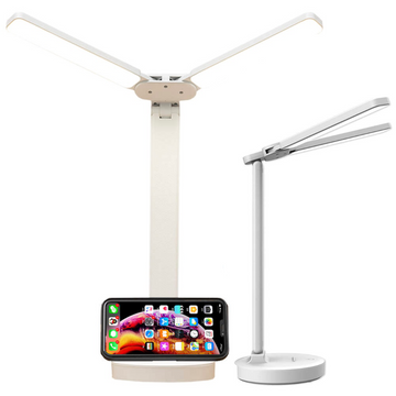 Lampe Alogy Doppel-LED-Schreibtischlampe stehend auf dem Schreibtisch mit Akku Schulzeichner Weiß