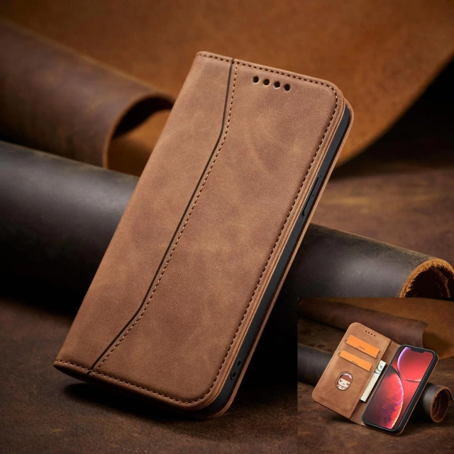 Magnet Fancy Case Case pro iPhone 13 Pro Max Pouch Card Wallet Card Holder Card Holder Brown
