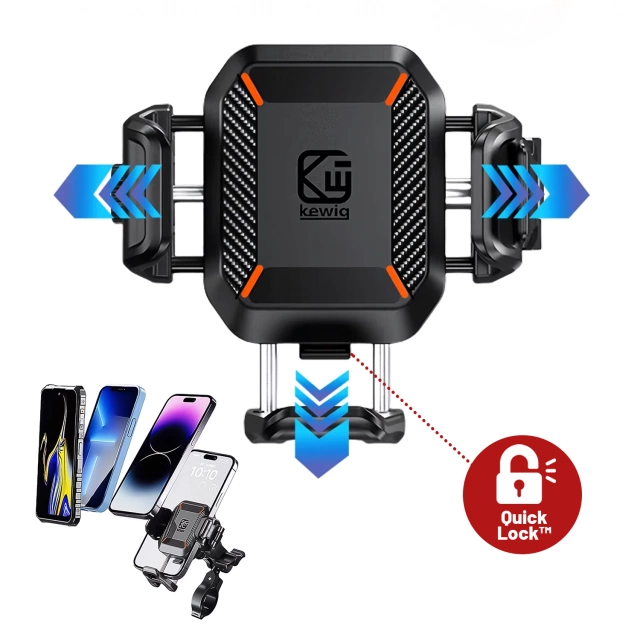 KEWIG M33-C1 Motorcycle Bike Handlebar Phone Holder with Anti-Shock System for Motorbike, Quad, Scooter, Black