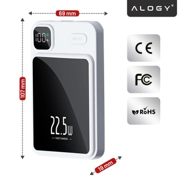 PowerBank Alogy MagCharge 22,5W PD20W PowerDelivery rychlé nabíjení 10000mAh bezdrátové pro MagSafe White