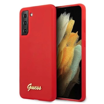 Guess GUHCS21MLSLMGRE S21 G996 černé/červené pevné pouzdro Silikonové Script Metal Logo