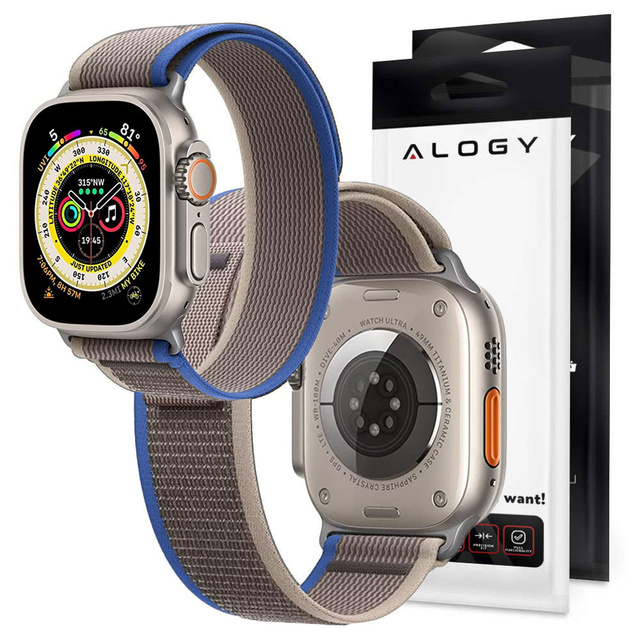 Alogy Sport Klettband für Apple Watch 4/5/6/7/8/SE/Ultra (42/44/45/49mm) Blau Grau
