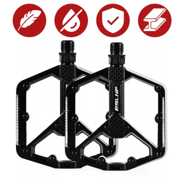 Plattform-Fahrradpedale für MTB-Fahrräder, Aluminium 9/16" Schwarzes Aluminium-Set [2 Stk.]