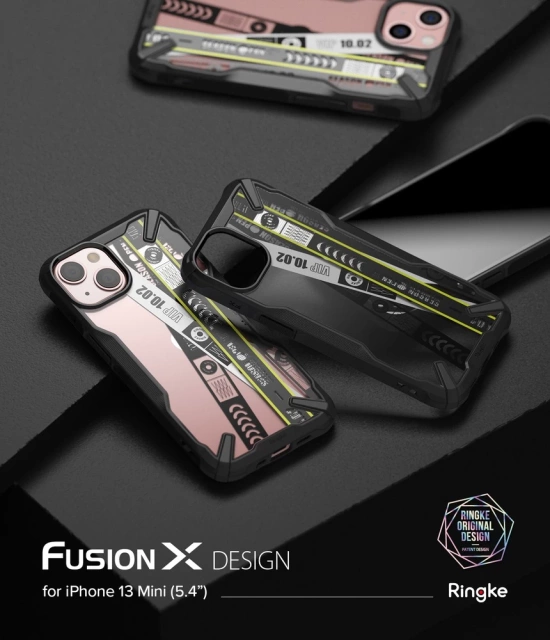 Ringke Fusion X Design Hülle gepanzerte Hülle mit Rahmen für iPhone 13 mini schwarz (Ticketband) (FXD540E43)