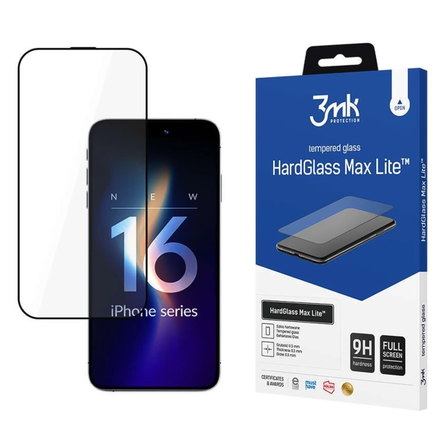 Захисне скло для Apple iPhone 16 Pro 3mk HardGlass Max Lite Enhanced Screen Protection 9H Screen Glass
