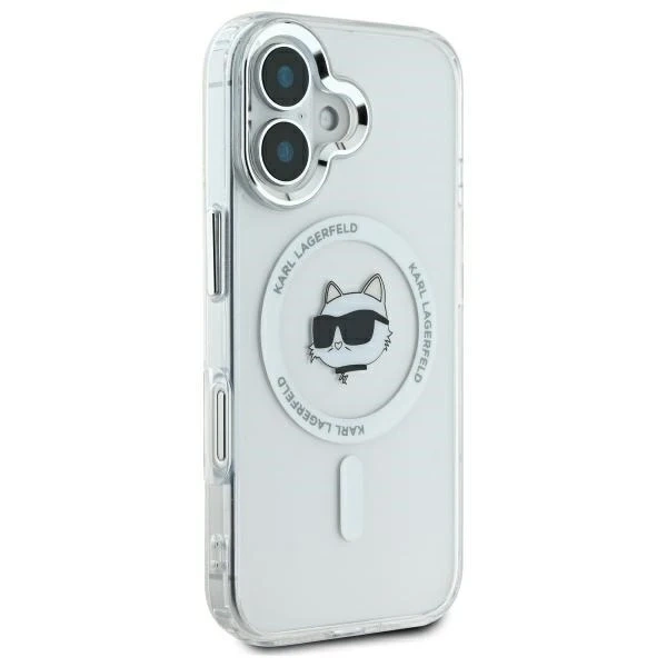 Чохол Karl Lagerfeld для iPhone 16 6.1" White Hardcase IML Metal Choupette Head MagSafe