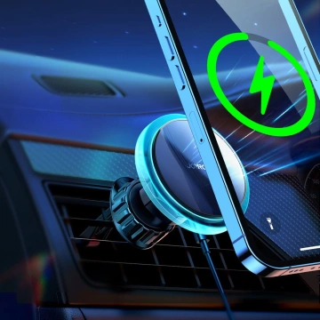 Joyroom magnetický držák do auta Qi bezdrátová indukční nabíječka 15W (MagSafe kompatibilní pro iPhone) Air Vent Silver (JR-ZS291)