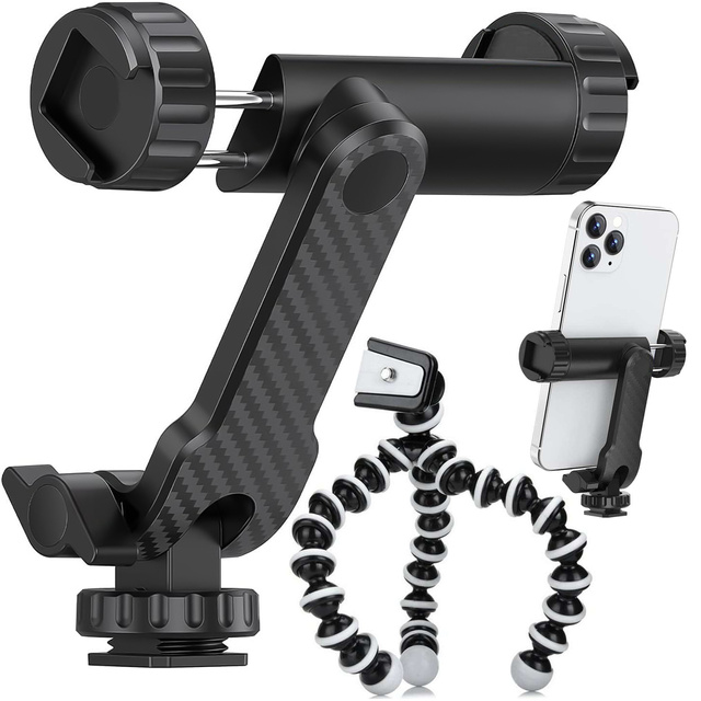 Kamera-Camcorder-Stativ-Adapterhalter, 1/4-Gewinde, universell schwenkbar, Selfie, schwarzes Mini-Stativ