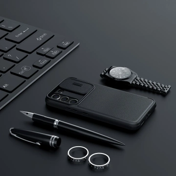 Nillkin Qin Cloth Pro Case Cover pro Samsung Galaxy S23 Flip Cover Kryt fotoaparátu modrý