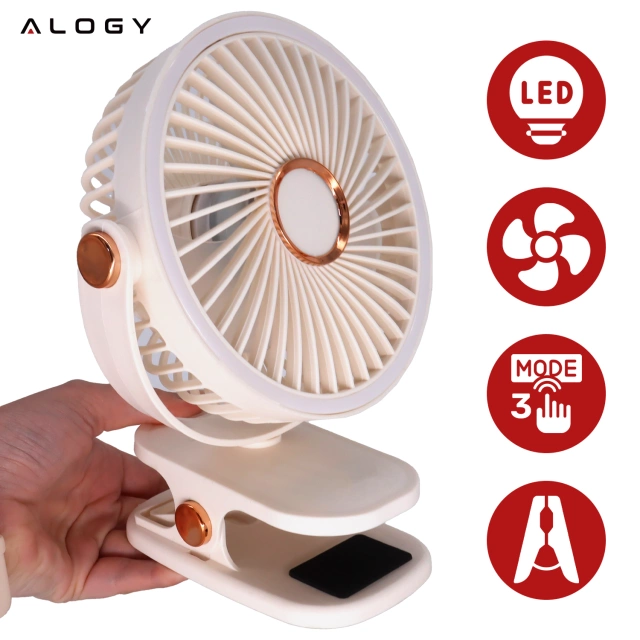 Fan Windmill Pinwheel Portable Clip Alogy Desktop Baby Stroller Cordless White