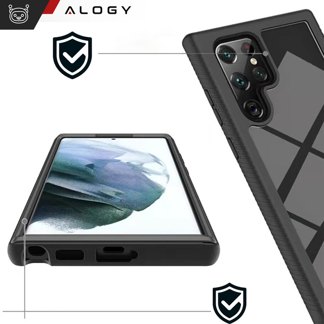 Case for Samsung Galaxy S24 Ultra Armored Cover Hydrogel Screen Film Case 360 Defense Pro Black