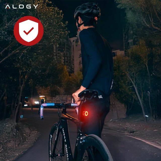 Zadné svetlo na bicykel na zadnú časť bicykla LED osvetlenie zadné svetlo červené hliníkové vodeodolné IPX4 50lm Alogy