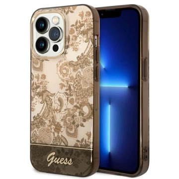 Etui Guess GUHCP14XHGPLHC do Apple iPhone 14 Pro Max 6,7" okrové pevné pouzdro Porcelain Collection