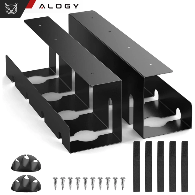 Kabel-Organizer unter der Tischplatte, Ablage für Kabel, Kabelleisten, Tischplatte, Aluminiumhalter Alogy 40 cm Schwarz