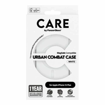 Чохол для iPhone 15 Plus 6.7" CARE від PanzerGlass Urban Combat, MagSafe, білий