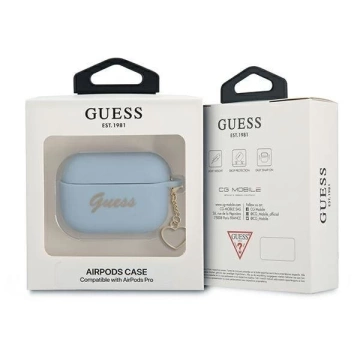 Чохол Guess GUAPLSCHSB AirPods Pro niebieski/blue Silicone Charm Collection
