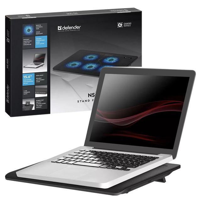 Podkładka chłodząca podstawka pod laptopa Notebooka podświetlenie LED 15.6 cali czarna