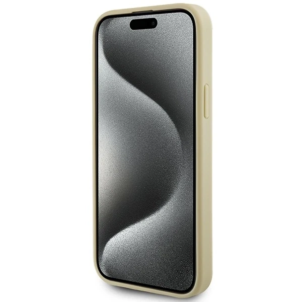 Etui Guess GUHCP15MPS4DGPD für iPhone 15 Plus 6,7" Hardcase Strass Metall Logo Gold/Gold