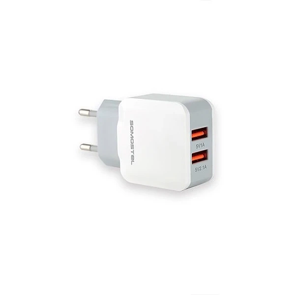 Wall charger 2x USB 2.1A SOMOSTEL 2100mA SMS-A13 White