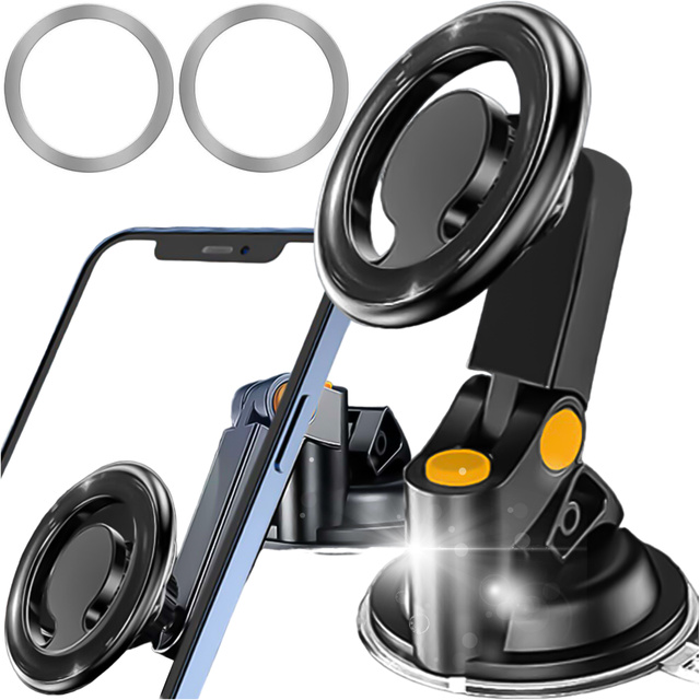 Magnetic car phone holder for car, car, window, cockpit, dashboard, phone, Mag Safe Alogy, Black