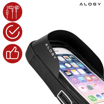 Tasche Wasserdichte Fahrradtasche für Telefon 6,4 Zoll Lenkerhalter 0,5 l Alogy Schwarz