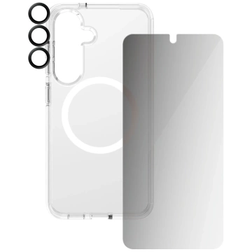 Чохол CARE від PanzerGlass Flagship 3-в-1 для Samsung Galaxy S25, комплект захисту лінз із захистом від дзеркал