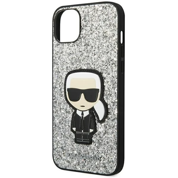 Protective phone case Karl Lagerfeld KLHCP14MGFKPG for Apple iPhone 14 Plus 6.7" hardcase silver/silver Glitter Flakes Ikonik