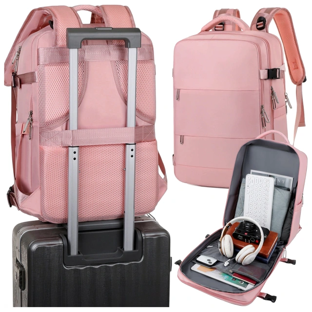 Women's Laptop Backpack Travel Suitcase Luggage for Plane Work School 45x30x20cm Alogy Pink