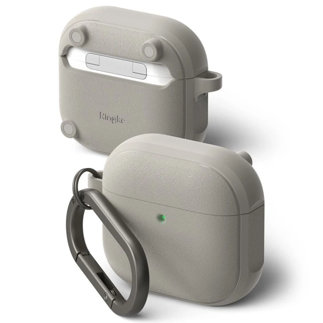 Чохол для Apple AirPods 4 Ringke Onyx MagSafe теплого сірого кольору з карабіном