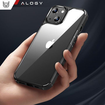 Чохол для iPhone 14 комплект 4 скла 5в1 броньовані 360 Alogy Hybrid 2х скло екрану 2х лінза чорні-прозорі