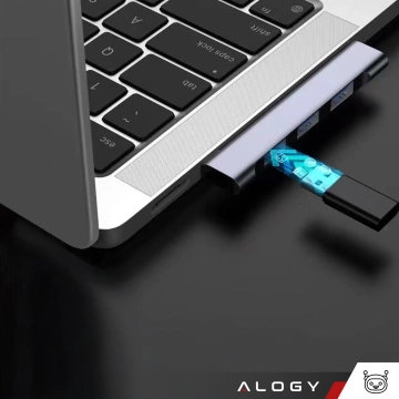 Alogy HUB Splitter Adapter for Laptop Computer USB-A to 3x USB-A 2.0 1x USB-A 3.0 Gray