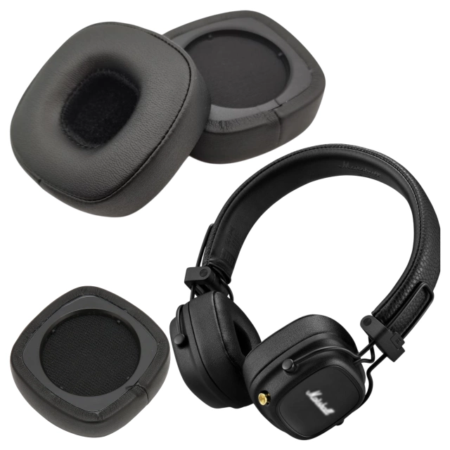 Nauszniki 2x wymienne pady gąbki do słuchawek do MARSHALL MAJOR IV 4 / BLUETOOTH Czarne + urządzenie do demontażu