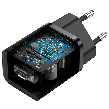 Baseus Super Si USB-C typ C PD 25W čierna nabíjačka napájacieho adaptéra