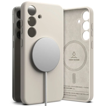 Чохол для Samsung Galaxy S25 із кам'яним силіконовим кільцем, магнітний, MagSafe