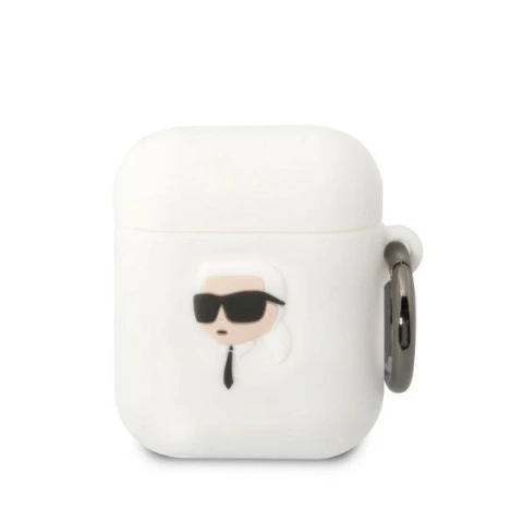 Protective case for headphones Karl Lagerfeld for AirPods 1/2 cover white/white Silicone Karl Head 3D