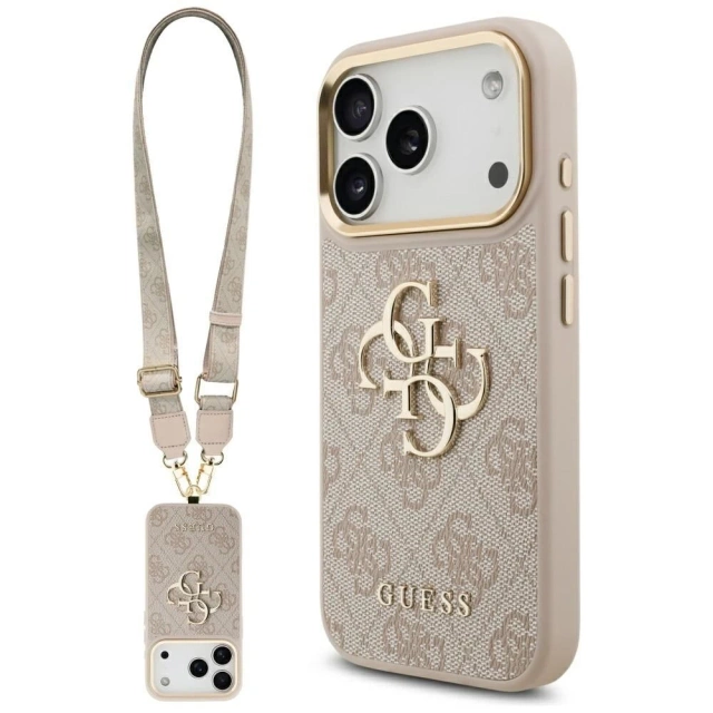 Etui Guess 4G Big Classic Logo Big Strap Metal Buttons do iPhone 17 Pro Różowy