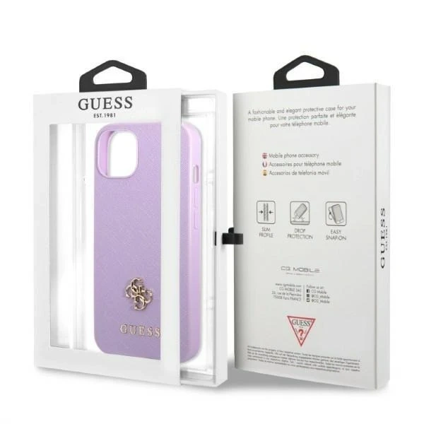 Etui Guess GUHCP13SPS4MU до Apple iPhone 13 Mini 5,4" purpurowy/фіолетовий твердий корпус Saffiano 4G Small Metal Logo