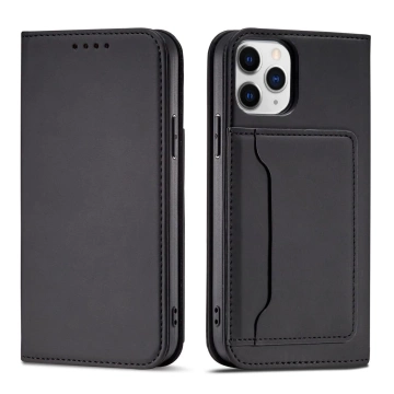 Magnet Card Case pre iPhone 12 obal na karty peňaženka stojan na karty čierny
